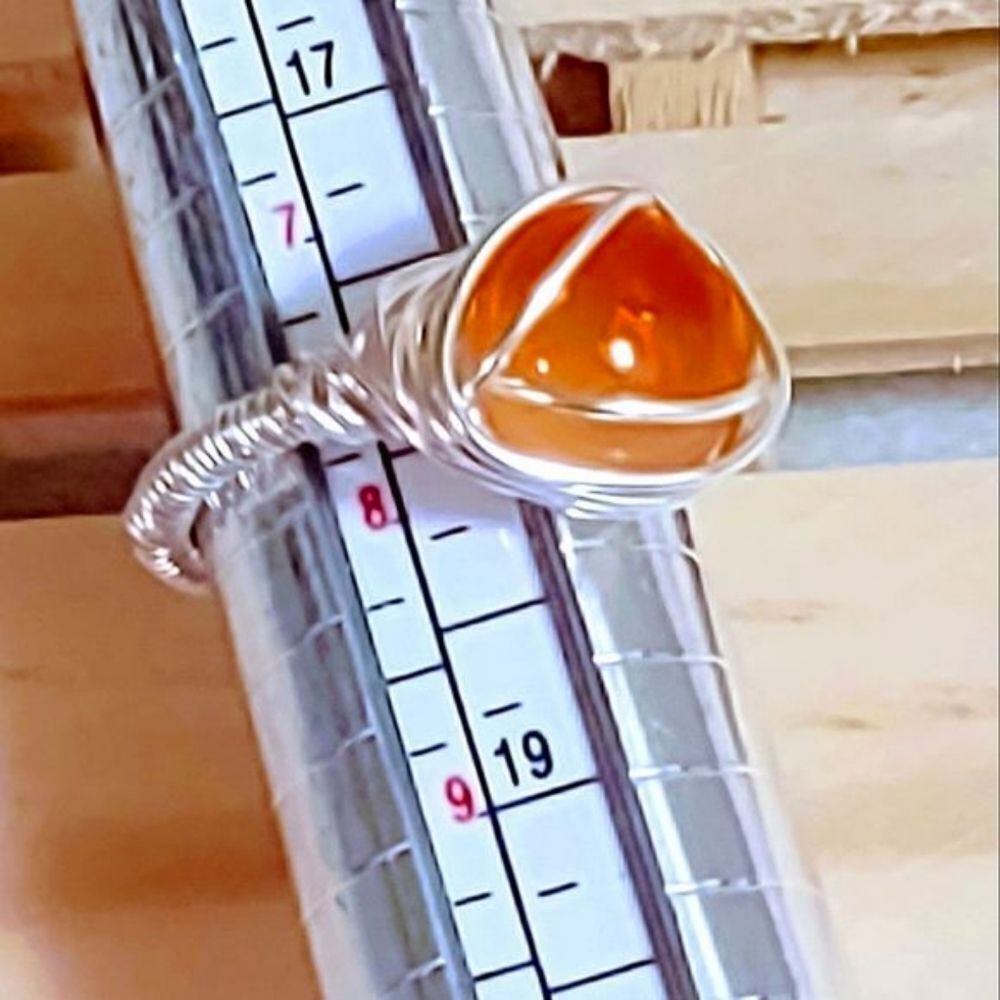 NATURAL CARNELIAN POLISHED STONE WIRE WRAPPED RING WOMEN'S SIZE 8 - Picture 7 of 8